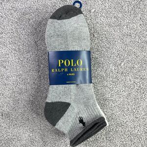 Polo Ralph Lauren 4 Pair Low Cut Socks Men Large 10-13 NWT Gray White